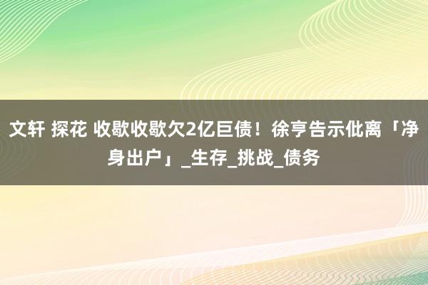 文轩 探花 收歇收歇欠2亿巨债！徐亨告示仳离「净身出户」_生存_挑战_债务